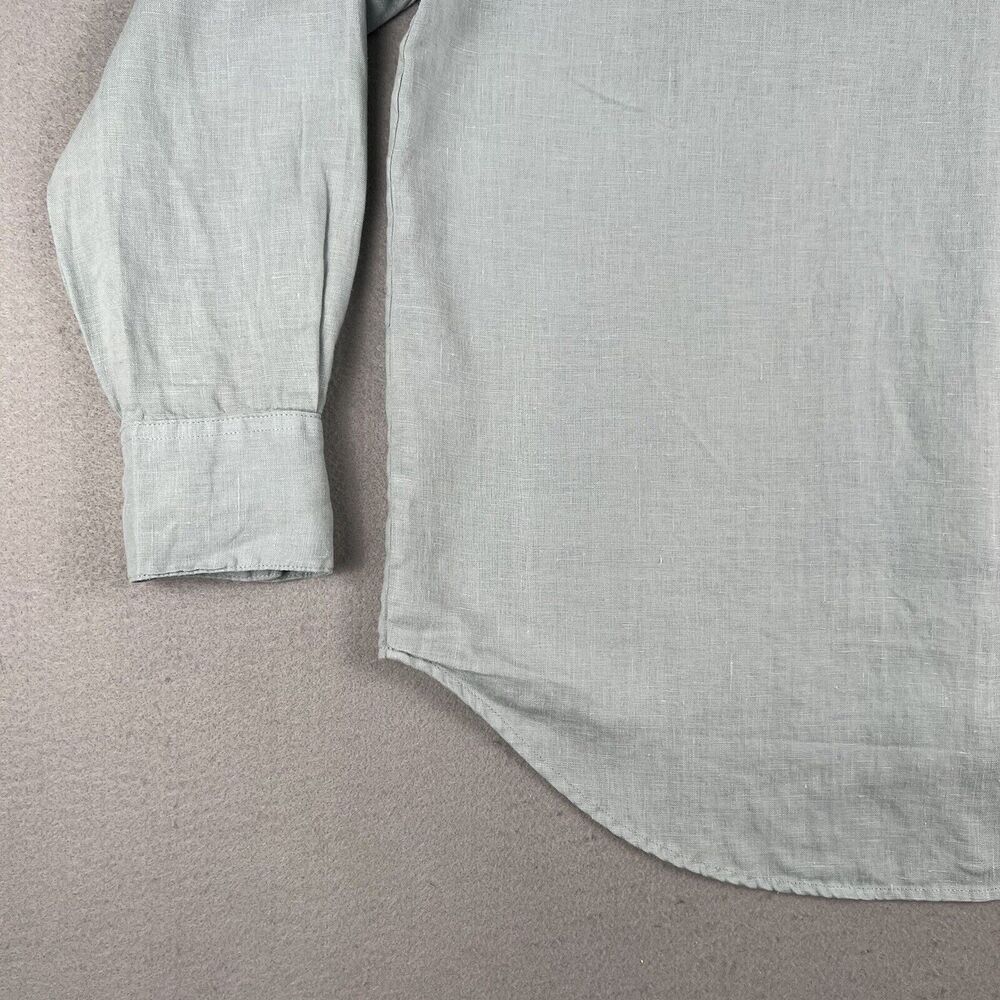 Assembly‎ Label Linen Long Sleeve Collared Button Up Blue Shirt Womens Size 10 - Picture 10 of 11